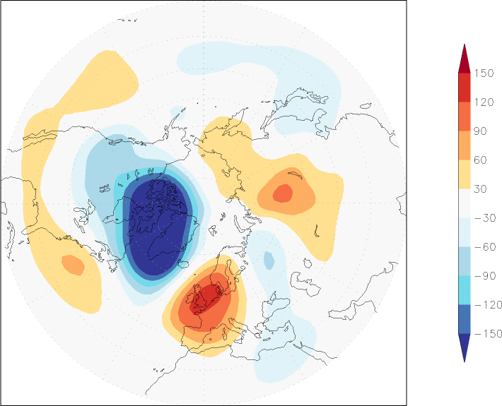 500mb height (northern hemisphere) anomaly April  w.r.t. 1981-2010