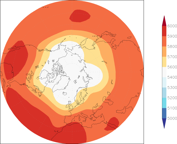 500mb height (northern hemisphere) August  observed values