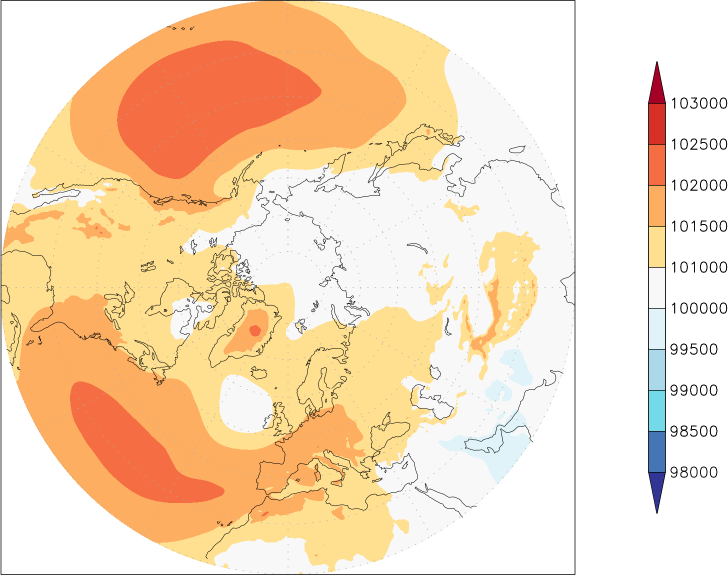 sea-level pressure (northern hemisphere) August  observed values