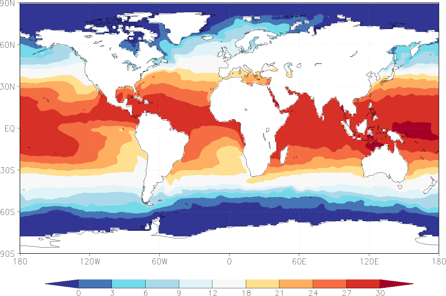 sea surface temperature November  observed values