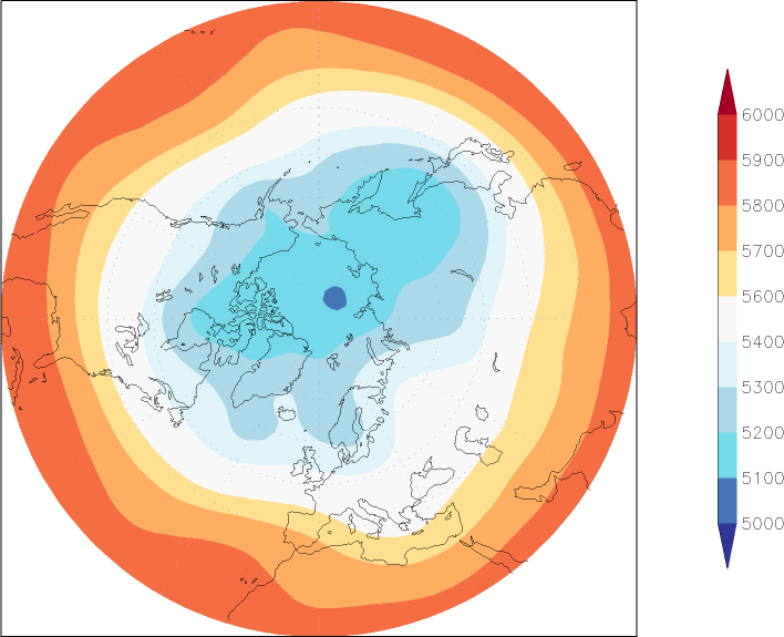 500mb height (northern hemisphere) December  observed values