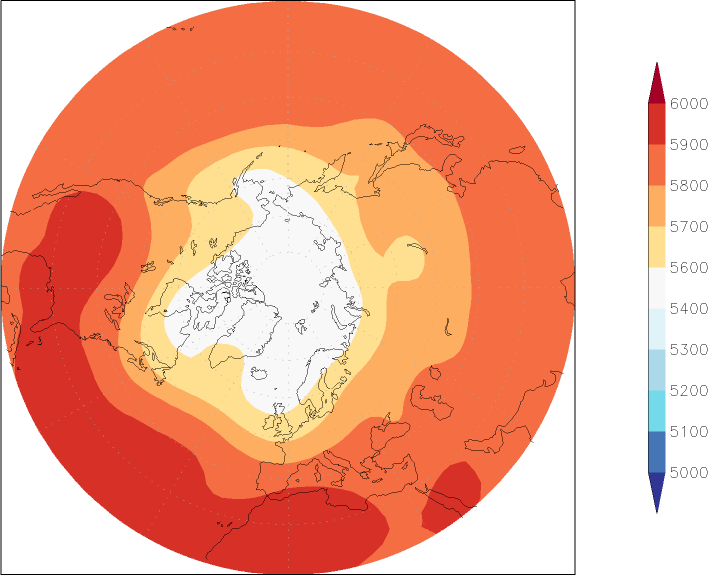 500mb height (northern hemisphere) July  observed values