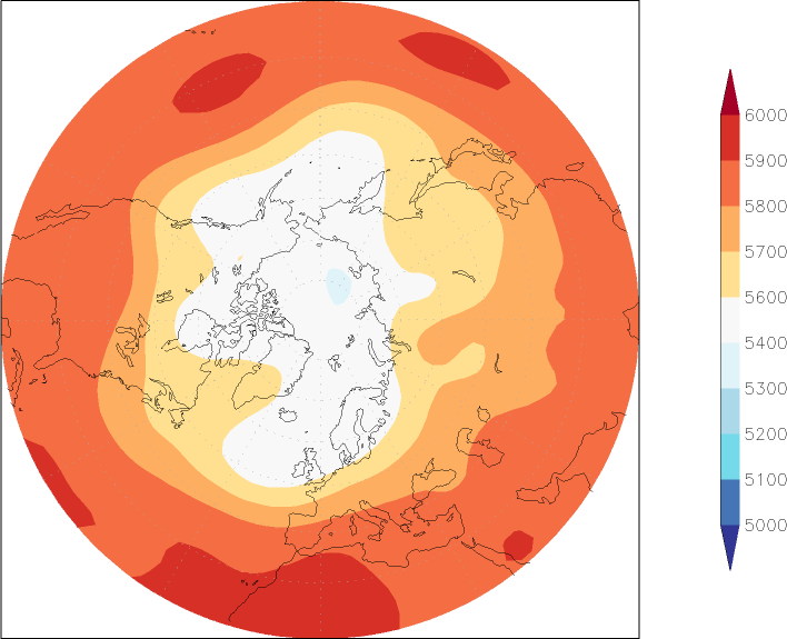 500mb height (northern hemisphere) June  observed values