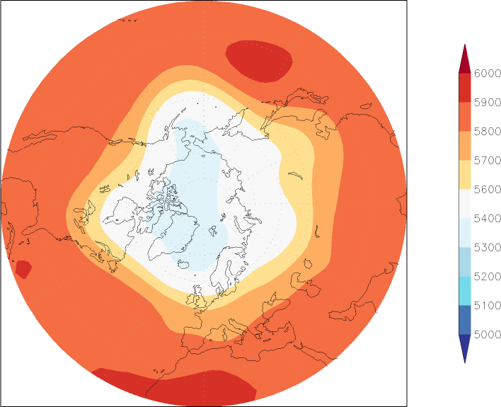500mb height (northern hemisphere) September  observed values