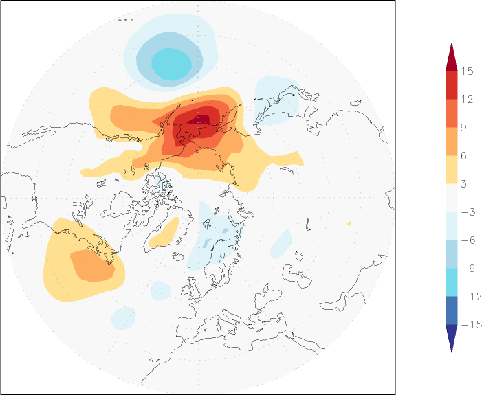 sea-level pressure (northern hemisphere) anomaly April  w.r.t. 1981-2010
