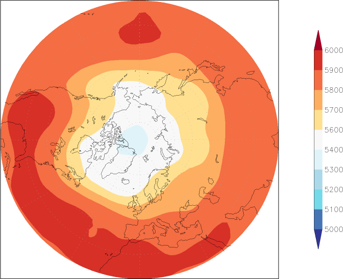 500mb height (northern hemisphere) August  observed values