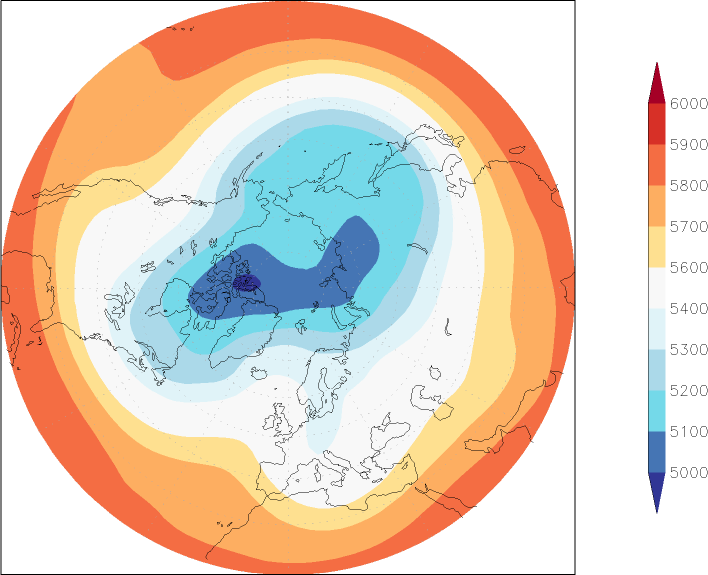 500mb height (northern hemisphere) February  observed values