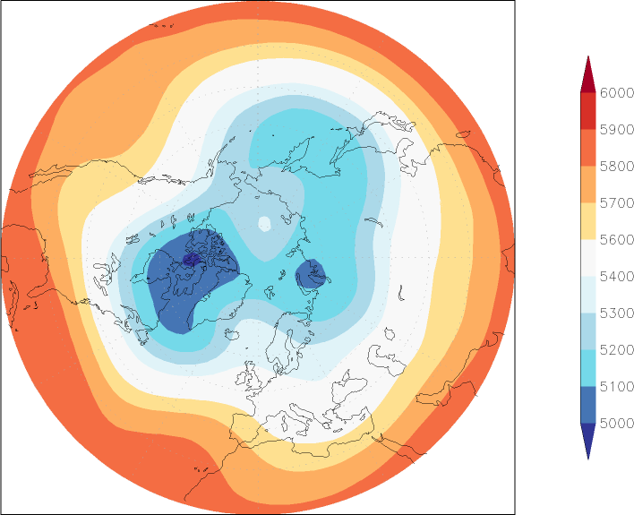 500mb height (northern hemisphere) January  observed values