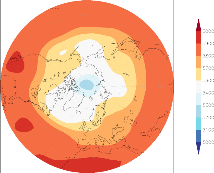 500mb height (northern hemisphere) June  observed values