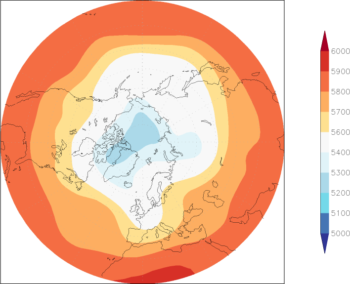 500mb height (northern hemisphere) May  observed values