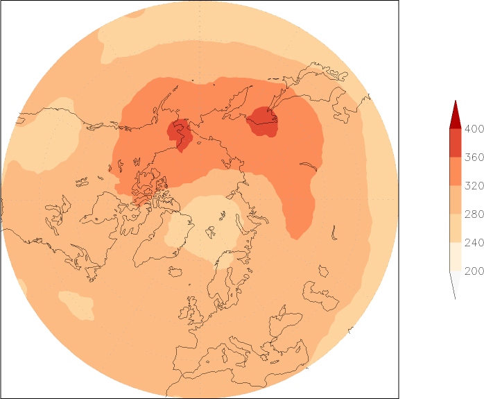 ozone (northern hemisphere) October  observed values