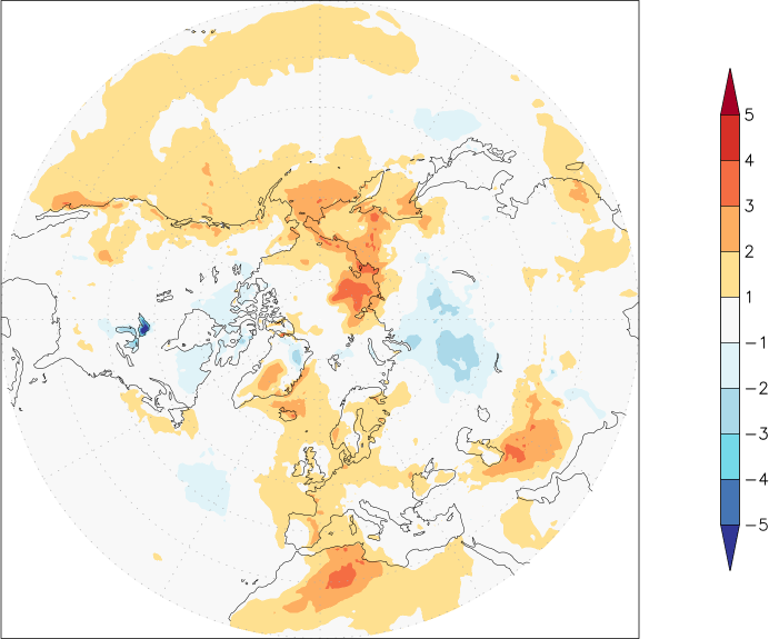 temperature (2m height, northern hemisphere) anomaly September  w.r.t. 1981-2010