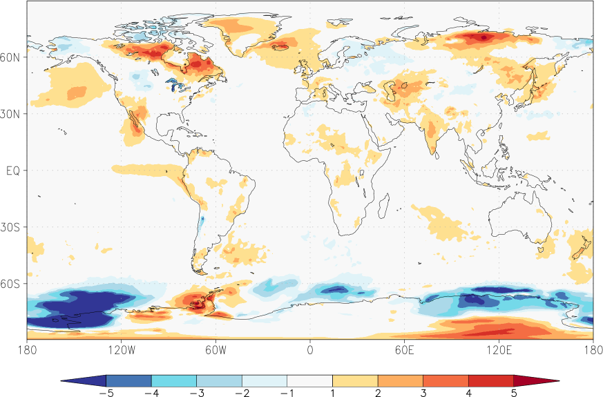 temperature (2m height, world) anomaly June  w.r.t. 1981-2010