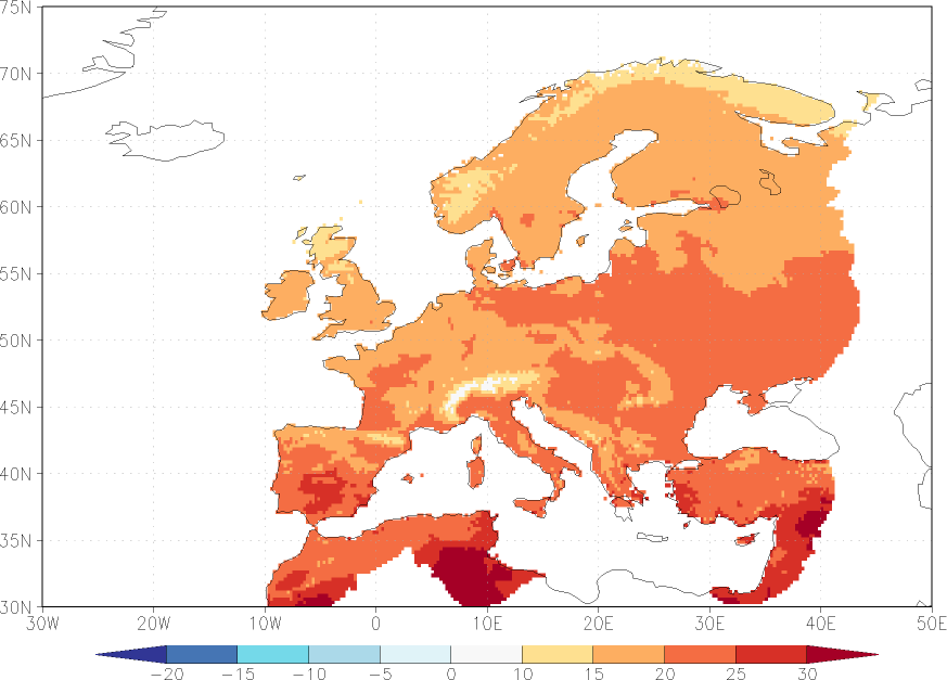daily mean temperature July  observed values