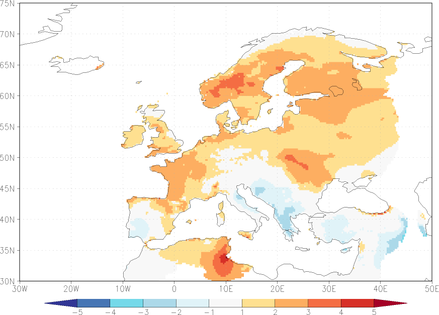 maximum temperature anomaly September  w.r.t. 1981-2010