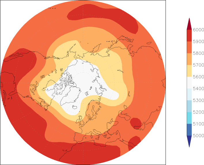 500mb height (northern hemisphere) July  observed values