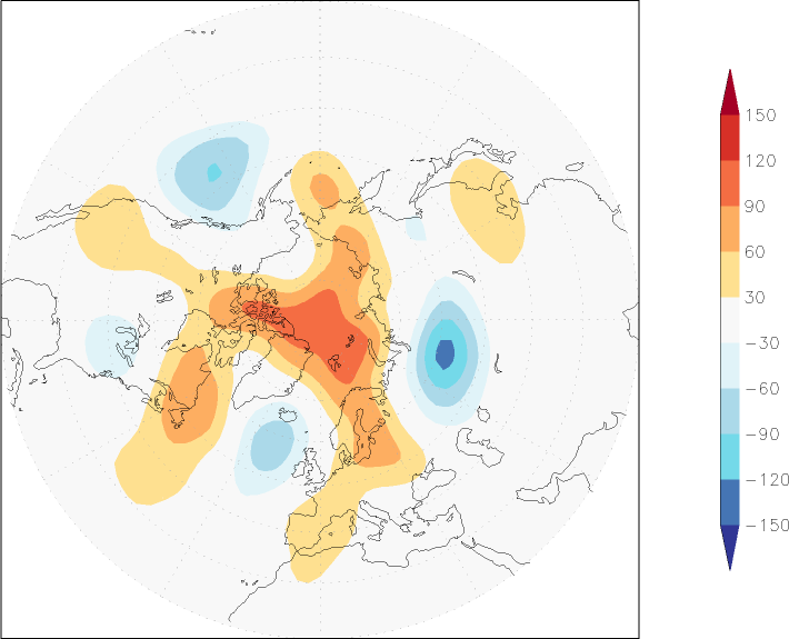 500mb height (northern hemisphere) anomaly October  w.r.t. 1981-2010