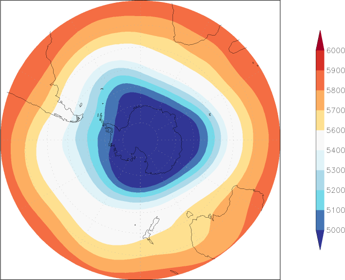 500mb height (southern hemisphere) August  observed values