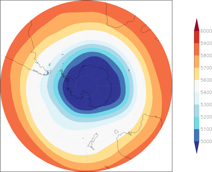 500mb height (southern hemisphere) July  observed values