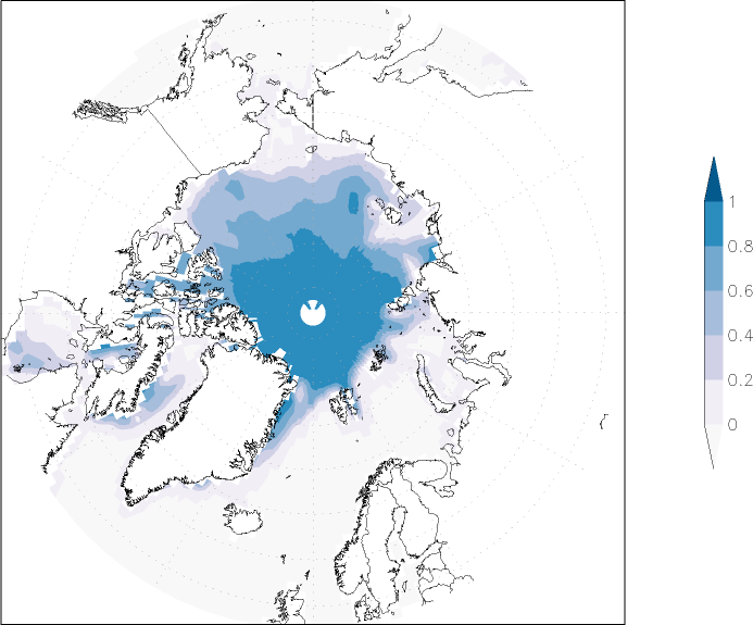 sea ice concentration (Arctic) July  observed values