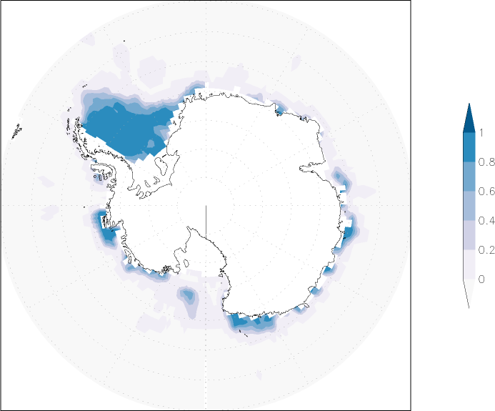 sea ice concentration (Antarctic) February  observed values