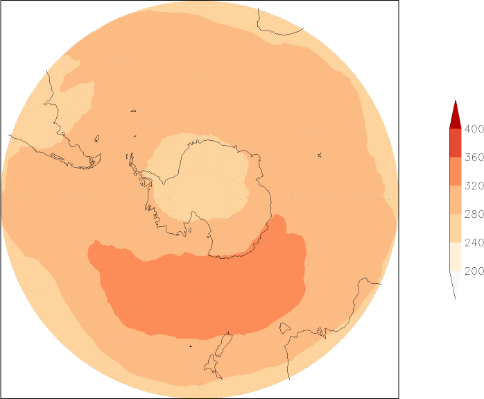 ozone (southern hemisphere) May  observed values
