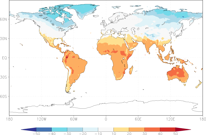temperature (2m height, world) February  observed values