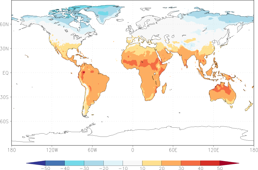 temperature (2m height, world) March  observed values