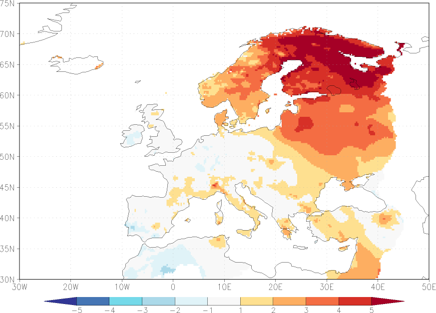 minimum temperature anomaly March  w.r.t. 1981-2010