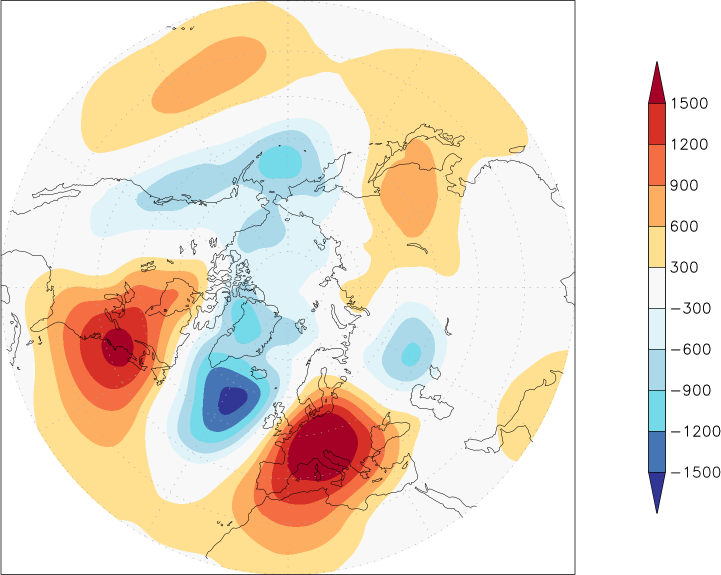 500mb height (northern hemisphere) anomaly December  w.r.t. 1981-2010
