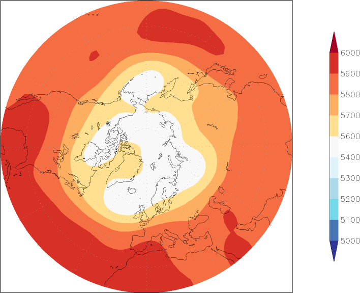 500mb height (northern hemisphere) July  observed values