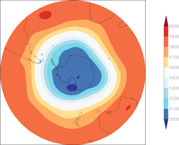 500mb height (southern hemisphere) February  observed values