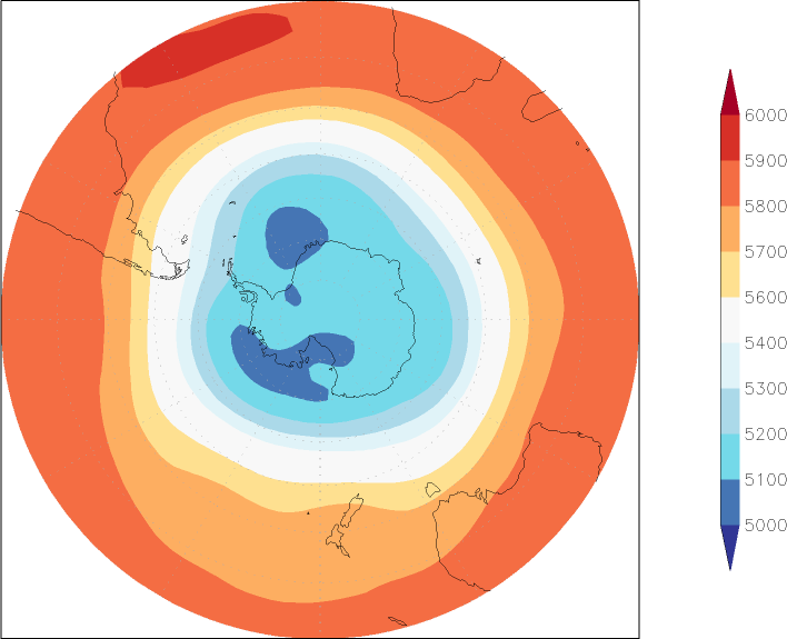 500mb height (southern hemisphere) January  observed values