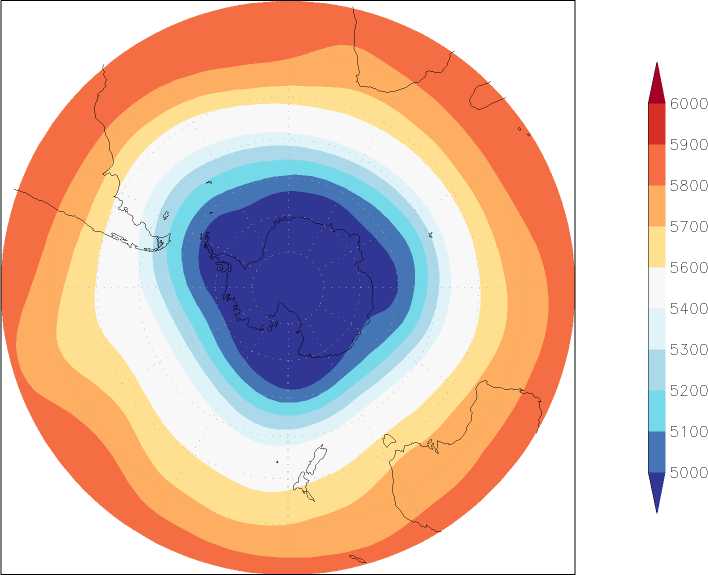 500mb height (southern hemisphere) June  observed values