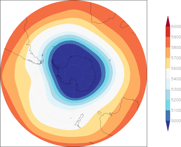500mb height (southern hemisphere) September  observed values