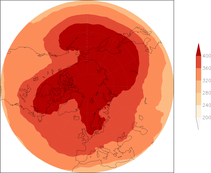 ozone (northern hemisphere) April  observed values