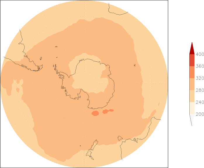 ozone (southern hemisphere) April  observed values