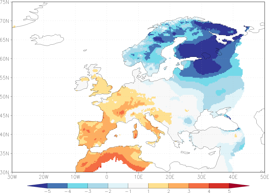 daily mean temperature anomaly January  w.r.t. 1981-2010