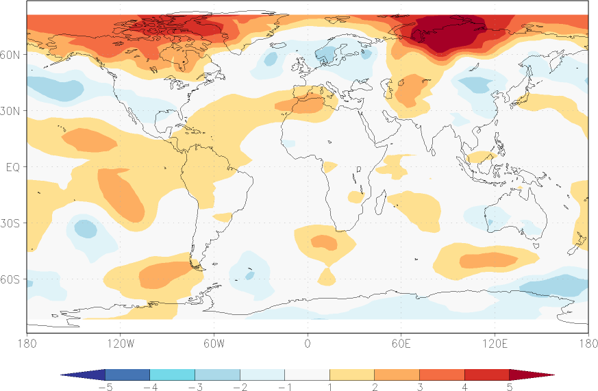 temperature of the lower troposphere anomaly January  w.r.t. 1981-2010