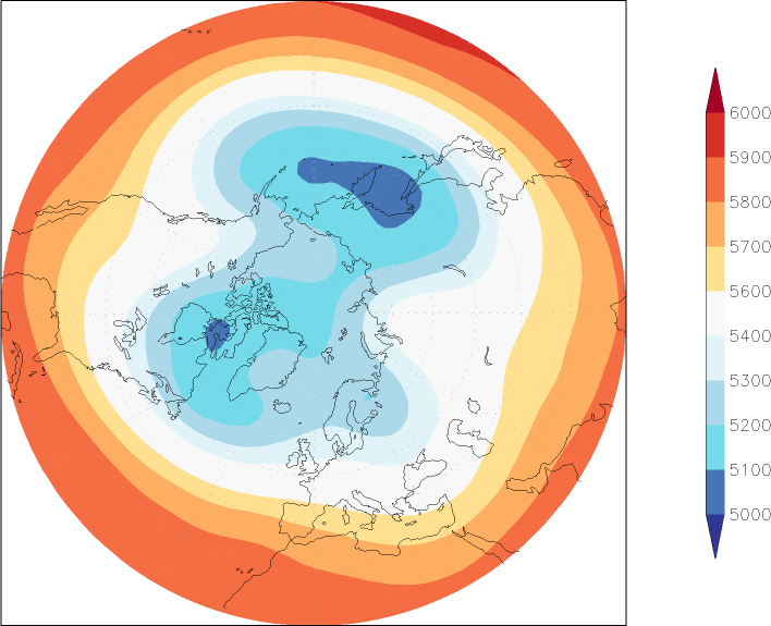 500mb height (northern hemisphere) January  observed values