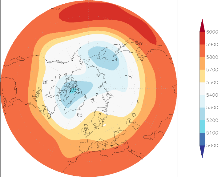 500mb height (northern hemisphere) October  observed values