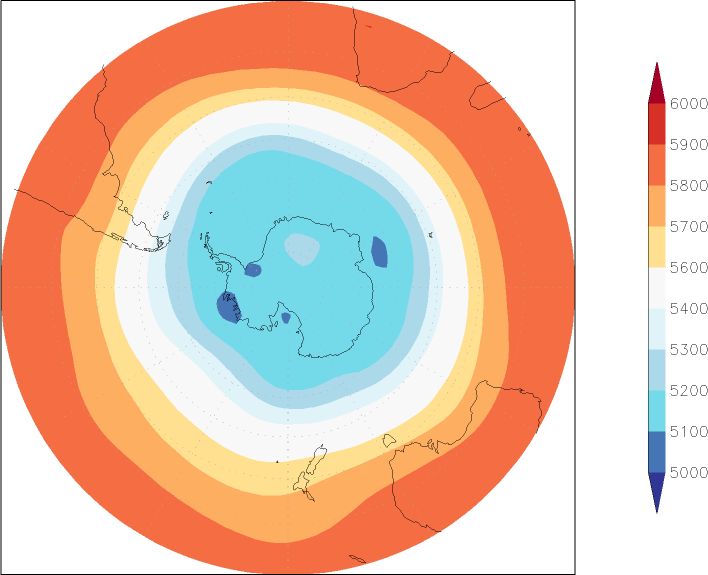 500mb height (southern hemisphere) December  observed values