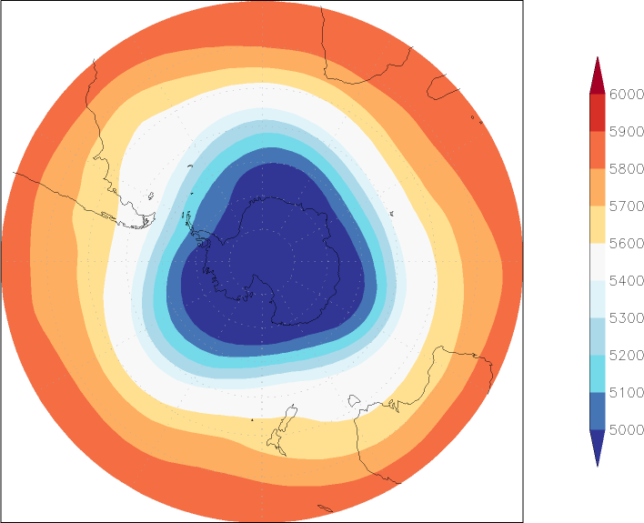 500mb height (southern hemisphere) June  observed values