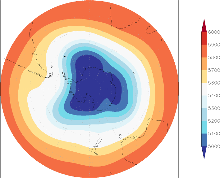 500mb height (southern hemisphere) May  observed values