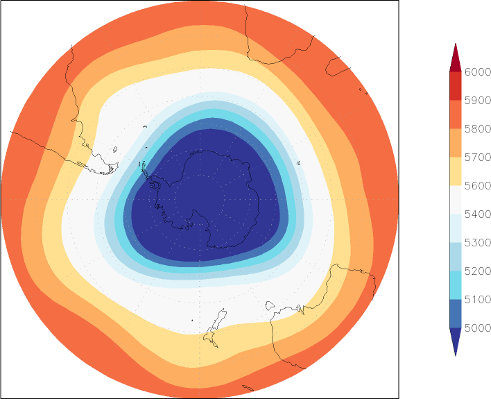 500mb height (southern hemisphere) September  observed values