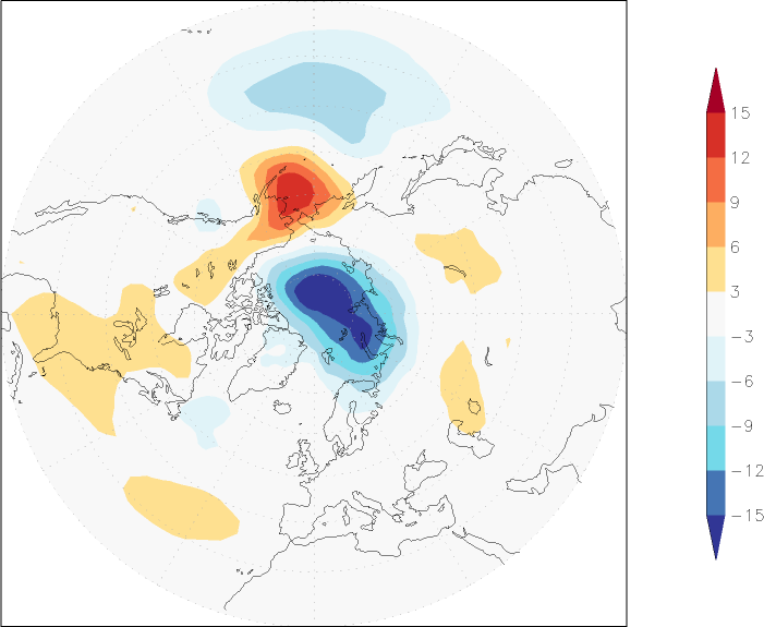 sea-level pressure (northern hemisphere) anomaly March  w.r.t. 1981-2010