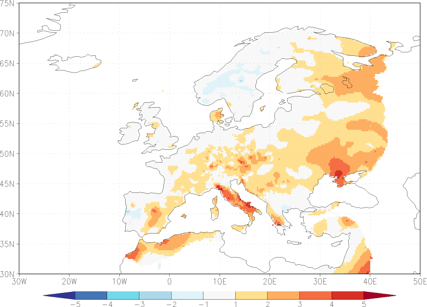 minimum temperature anomaly August  w.r.t. 1981-2010