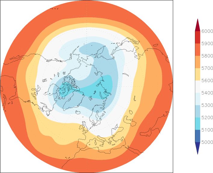 500mb height (northern hemisphere) April  observed values