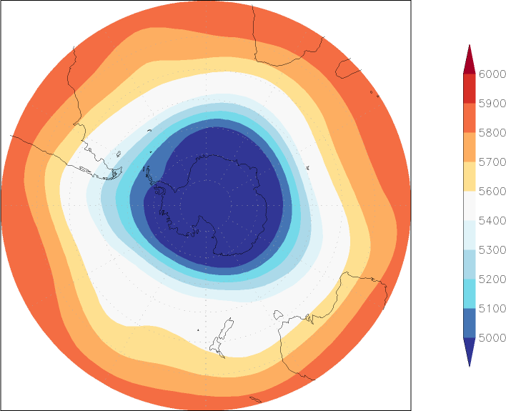 500mb height (southern hemisphere) August  observed values