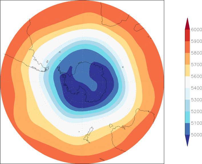500mb height (southern hemisphere) October  observed values